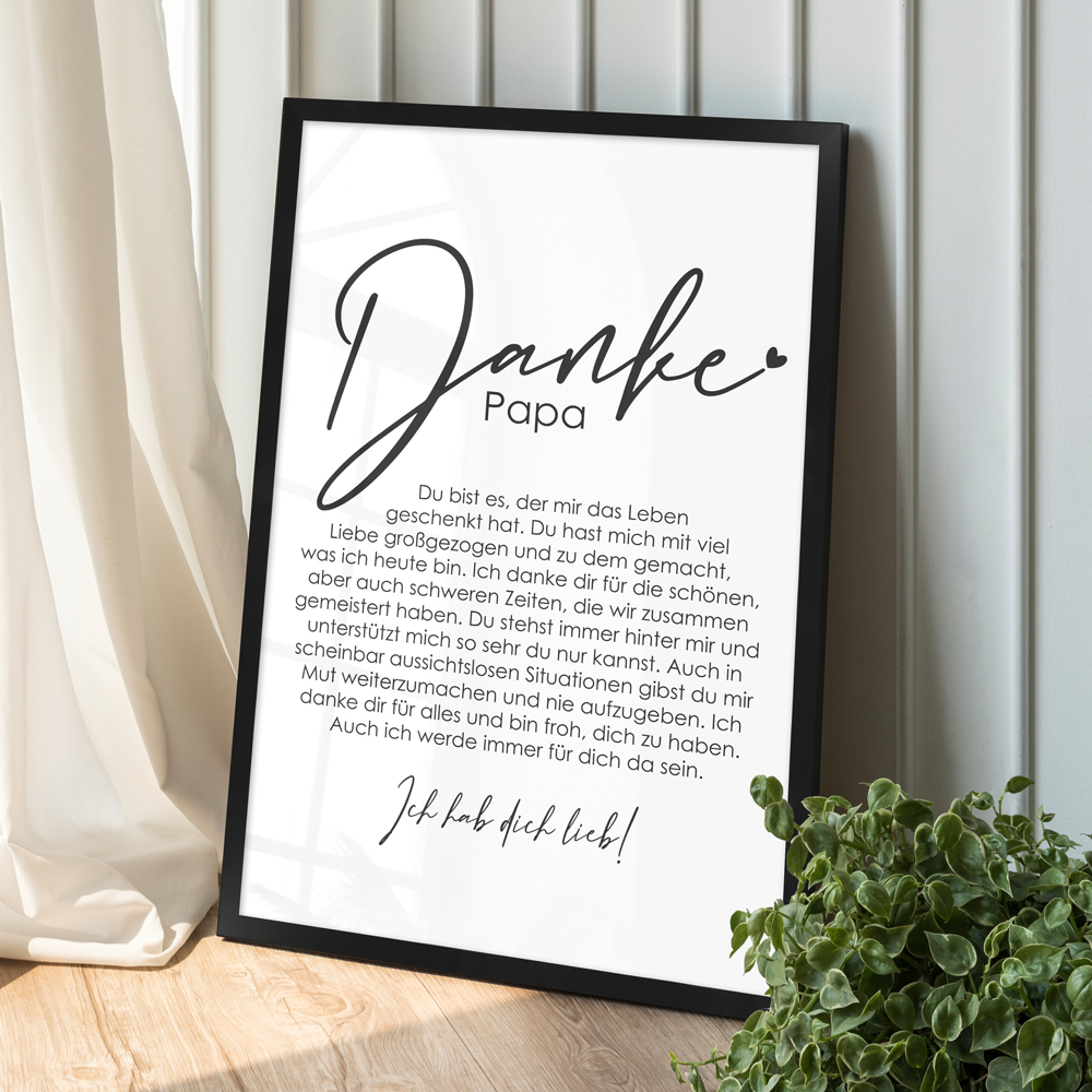 gerahmtes Poster Danke Papa